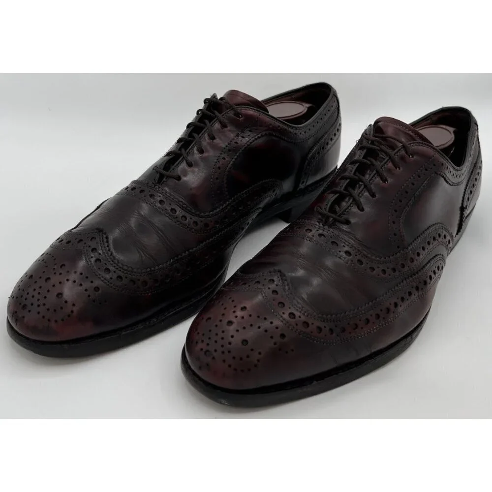 Allen Edmonds McAllister Burgundy Leather Brogue Oxford Dress Shoes Size 9D
